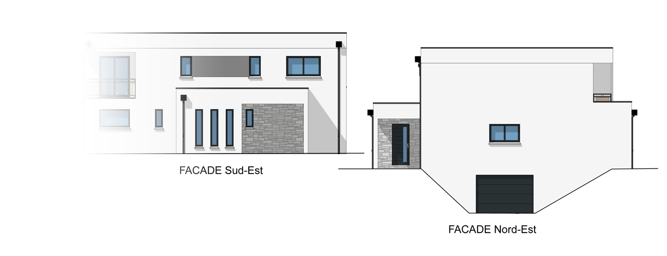 Plan des façades dans un dossier d'avant-projet de maison
